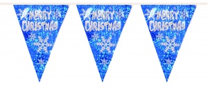 Merry Christmas Themed Xmas Party Pennant Flag Hanging Decorations - 3.6m (12ft) 10 Flags